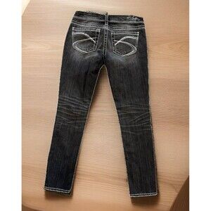 Silver Womens Size 29 Aiko Skinny Low Rise Gray Charcoal Denim Jeans
